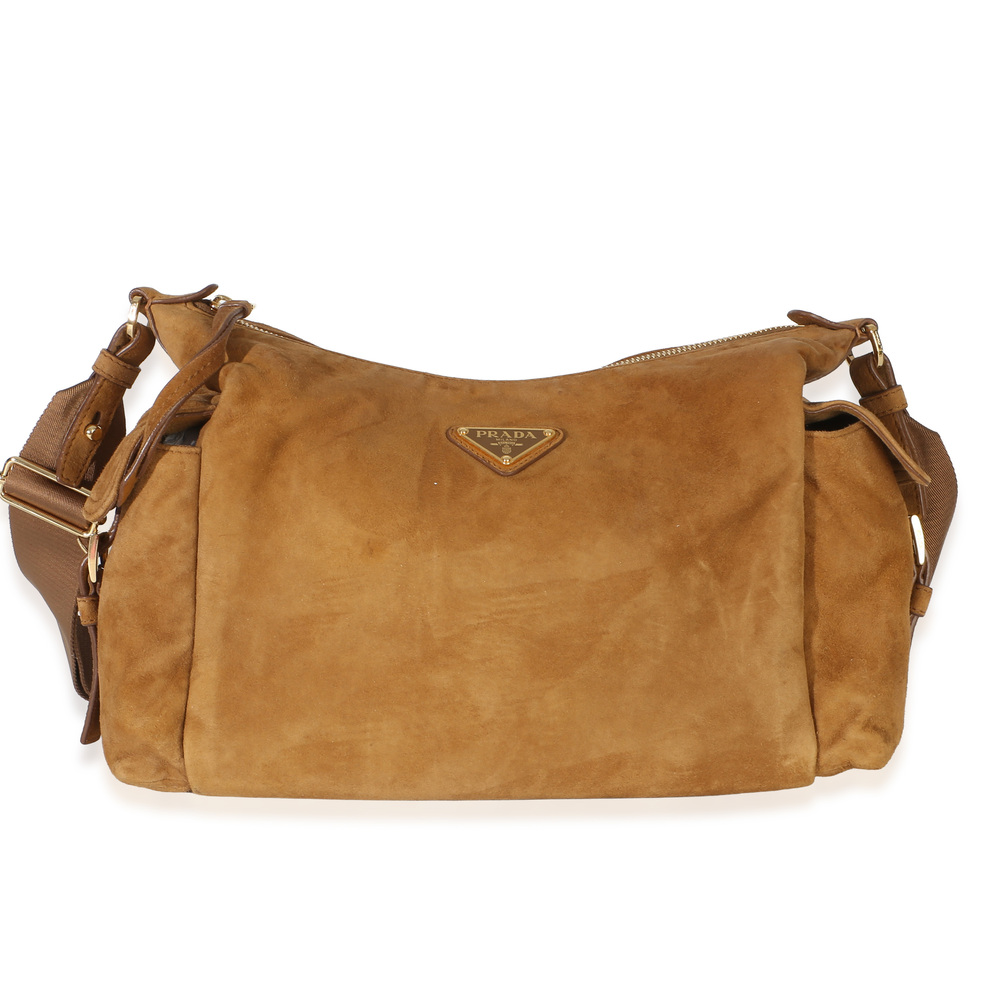 Prada Brown Suede Large Explore Shoulder Bag